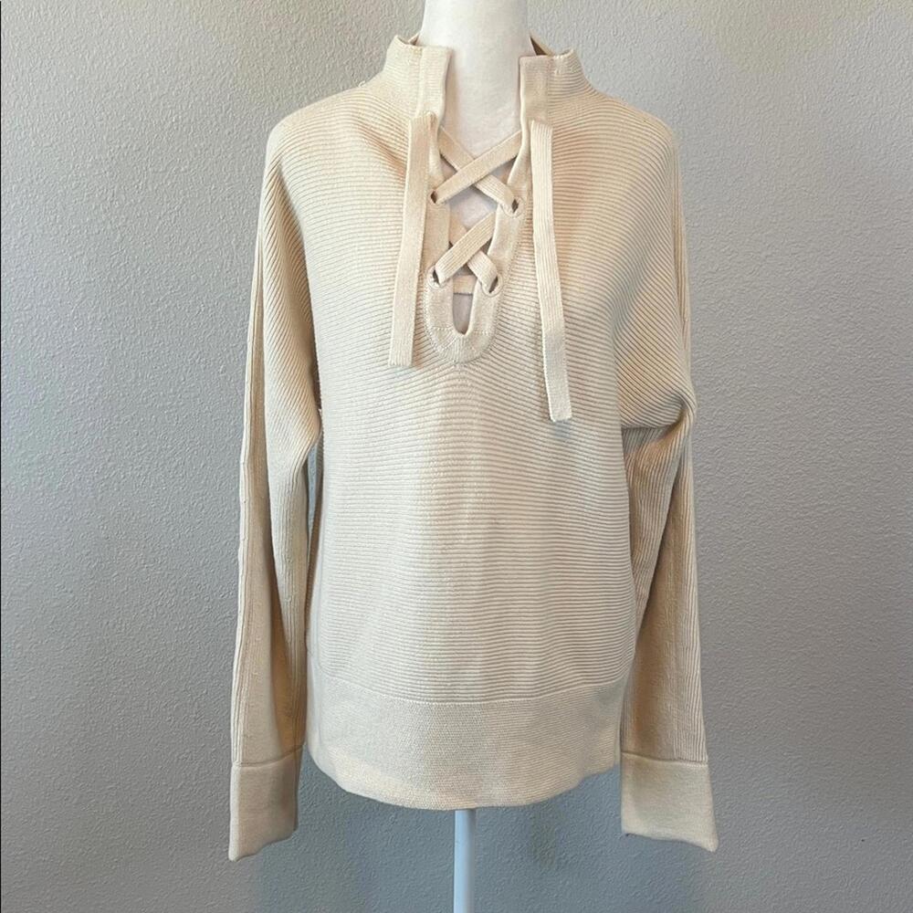 Everlane Wool/Cotton Tie Neck Sweater Ivory Size XS